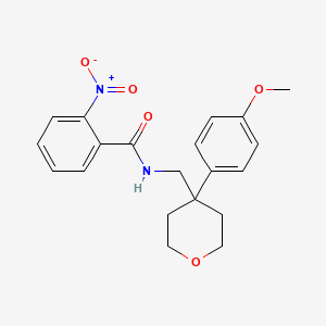 molecular formula C20H22N2O5 B3515480 N-((4-(4-methoxyphenyl)tetrahydro-2H-pyran-4-yl)methyl)-2-nitrobenzamide 