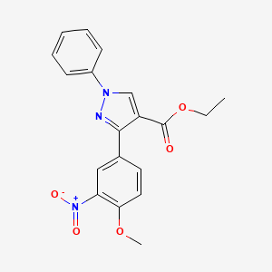 molecular formula C19H17N3O5 B3515484 Ethyl 3-(4-methoxy-3-nitrophenyl)-1-phenylpyrazole-4-carboxylate 