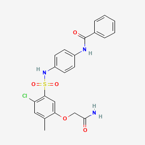 molecular formula C22H20ClN3O5S B3515489 N-[4-[[5-(2-amino-2-oxoethoxy)-2-chloro-4-methylphenyl]sulfonylamino]phenyl]benzamide 