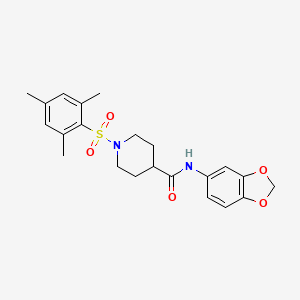 molecular formula C22H26N2O5S B3515551 N-(1,3-benzodioxol-5-yl)-1-[(2,4,6-trimethylphenyl)sulfonyl]piperidine-4-carboxamide 