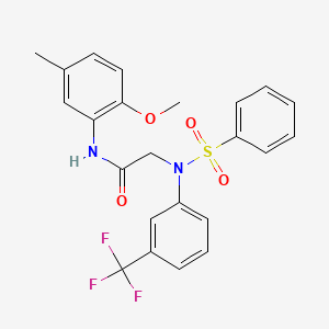 molecular formula C23H21F3N2O4S B3515552 2-[N-(benzenesulfonyl)-3-(trifluoromethyl)anilino]-N-(2-methoxy-5-methylphenyl)acetamide 