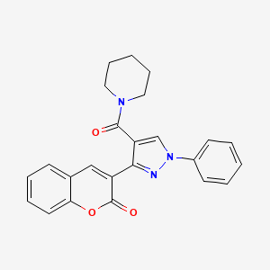 molecular formula C24H21N3O3 B3515569 3-[1-Phenyl-4-(piperidine-1-carbonyl)pyrazol-3-yl]chromen-2-one 