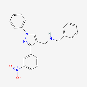 molecular formula C23H20N4O2 B3515581 N-[[3-(3-nitrophenyl)-1-phenylpyrazol-4-yl]methyl]-1-phenylmethanamine 