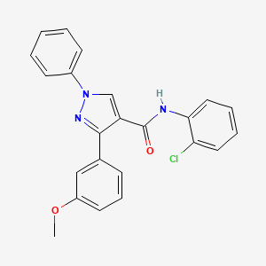 molecular formula C23H18ClN3O2 B3515590 N-(2-chlorophenyl)-3-(3-methoxyphenyl)-1-phenylpyrazole-4-carboxamide 