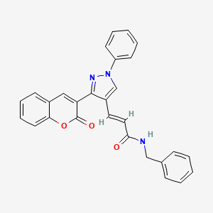 (E)-N-benzyl-3-[3-(2-oxochromen-3-yl)-1-phenylpyrazol-4-yl]prop-2-enamide