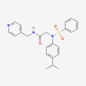 molecular formula C23H25N3O3S B3515624 2-[N-(benzenesulfonyl)-4-propan-2-ylanilino]-N-(pyridin-4-ylmethyl)acetamide 