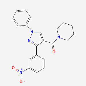 molecular formula C21H20N4O3 B3515658 1-{[3-(3-nitrophenyl)-1-phenyl-1H-pyrazol-4-yl]carbonyl}piperidine 