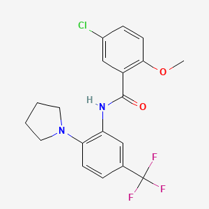 molecular formula C19H18ClF3N2O2 B3515701 5-chloro-2-methoxy-N-[2-(pyrrolidin-1-yl)-5-(trifluoromethyl)phenyl]benzamide 