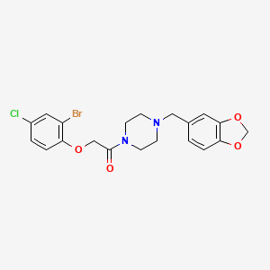 molecular formula C20H20BrClN2O4 B3515704 1-[4-(1,3-Benzodioxol-5-ylmethyl)piperazin-1-yl]-2-(2-bromo-4-chlorophenoxy)ethanone 