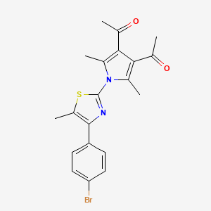 molecular formula C20H19BrN2O2S B3515719 1,1'-{1-[4-(4-bromophenyl)-5-methyl-1,3-thiazol-2-yl]-2,5-dimethyl-1H-pyrrole-3,4-diyl}diethanone 