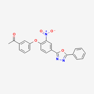 molecular formula C22H15N3O5 B3515757 1-{3-[2-NITRO-4-(5-PHENYL-1,3,4-OXADIAZOL-2-YL)PHENOXY]PHENYL}-1-ETHANONE 