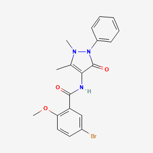 molecular formula C19H18BrN3O3 B3515970 5-bromo-N-(1,5-dimethyl-3-oxo-2-phenyl-2,3-dihydro-1H-pyrazol-4-yl)-2-methoxybenzamide 