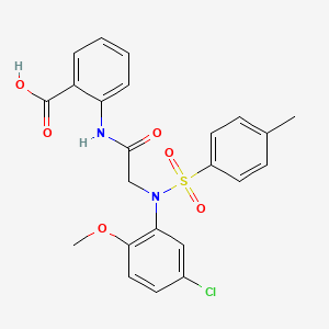 molecular formula C23H21ClN2O6S B3516076 2-[[2-(5-chloro-2-methoxy-N-(4-methylphenyl)sulfonylanilino)acetyl]amino]benzoic acid 