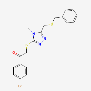 2-[[5-(Benzylsulfanylmethyl)-4-methyl-1,2,4-triazol-3-yl]sulfanyl]-1-(4-bromophenyl)ethanone