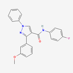 molecular formula C23H18FN3O2 B3516189 N-(4-fluorophenyl)-3-(3-methoxyphenyl)-1-phenylpyrazole-4-carboxamide 