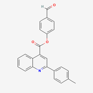 molecular formula C24H17NO3 B3516232 4-formylphenyl 2-(4-methylphenyl)-4-quinolinecarboxylate 