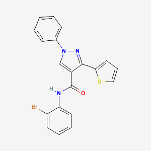 molecular formula C20H14BrN3OS B3516240 N-(2-bromophenyl)-1-phenyl-3-thiophen-2-ylpyrazole-4-carboxamide 