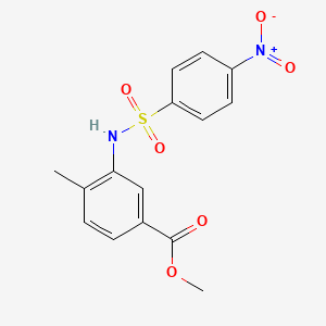 molecular formula C15H14N2O6S B3516279 methyl 4-methyl-3-{[(4-nitrophenyl)sulfonyl]amino}benzoate 