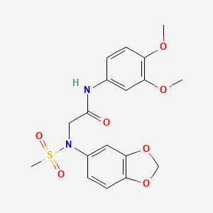 molecular formula C18H20N2O7S B3516298 N~2~-1,3-benzodioxol-5-yl-N~1~-(3,4-dimethoxyphenyl)-N~2~-(methylsulfonyl)glycinamide 