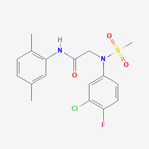 molecular formula C17H18ClFN2O3S B3516334 N~2~-(3-chloro-4-fluorophenyl)-N~1~-(2,5-dimethylphenyl)-N~2~-(methylsulfonyl)glycinamide 