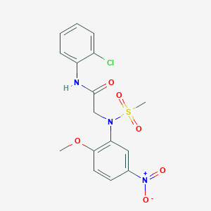 molecular formula C16H16ClN3O6S B3516353 N~1~-(2-chlorophenyl)-N~2~-(2-methoxy-5-nitrophenyl)-N~2~-(methylsulfonyl)glycinamide 