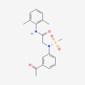 molecular formula C19H22N2O4S B3516385 N~2~-(3-acetylphenyl)-N~1~-(2,6-dimethylphenyl)-N~2~-(methylsulfonyl)glycinamide 