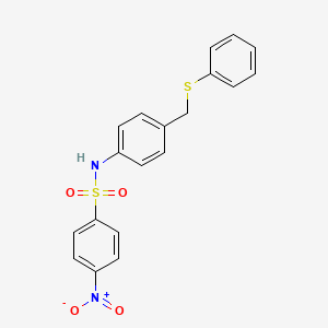 molecular formula C19H16N2O4S2 B3516421 4-nitro-N-{4-[(phenylthio)methyl]phenyl}benzenesulfonamide 