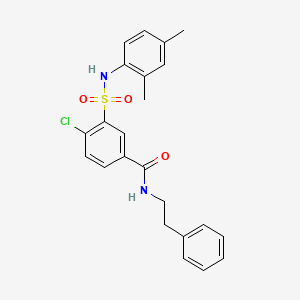 molecular formula C23H23ClN2O3S B3516454 4-chloro-3-[(2,4-dimethylphenyl)sulfamoyl]-N-(2-phenylethyl)benzamide 