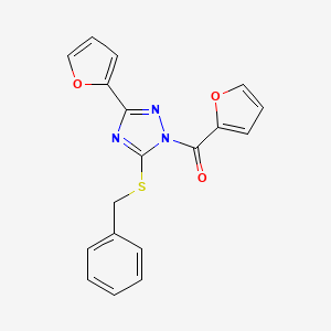 5-(benzylthio)-1-(2-furoyl)-3-(2-furyl)-1H-1,2,4-triazole