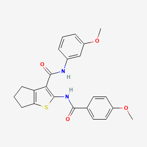 molecular formula C23H22N2O4S B3516557 2-[(4-methoxybenzoyl)amino]-N-(3-methoxyphenyl)-5,6-dihydro-4H-cyclopenta[b]thiophene-3-carboxamide 