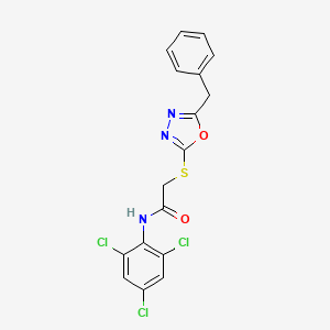 molecular formula C17H12Cl3N3O2S B3516576 2-[(5-benzyl-1,3,4-oxadiazol-2-yl)sulfanyl]-N-(2,4,6-trichlorophenyl)acetamide 