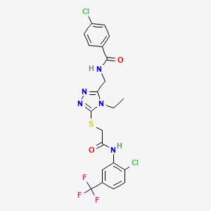 4-chloro-N-({5-[(2-{[2-chloro-5-(trifluoromethyl)phenyl]amino}-2-oxoethyl)sulfanyl]-4-ethyl-4H-1,2,4-triazol-3-yl}methyl)benzamide