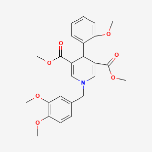 molecular formula C25H27NO7 B3516608 3,5-DIMETHYL 1-[(3,4-DIMETHOXYPHENYL)METHYL]-4-(2-METHOXYPHENYL)-1,4-DIHYDROPYRIDINE-3,5-DICARBOXYLATE 