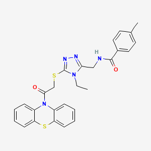 N-[(4-ethyl-5-{[2-oxo-2-(10H-phenothiazin-10-yl)ethyl]sulfanyl}-4H-1,2,4-triazol-3-yl)methyl]-4-methylbenzamide