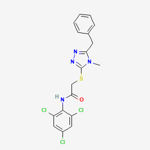 molecular formula C18H15Cl3N4OS B3516668 2-[(5-benzyl-4-methyl-4H-1,2,4-triazol-3-yl)sulfanyl]-N-(2,4,6-trichlorophenyl)acetamide 