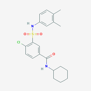 molecular formula C21H25ClN2O3S B3516689 4-chloro-N-cyclohexyl-3-[(3,4-dimethylphenyl)sulfamoyl]benzamide 