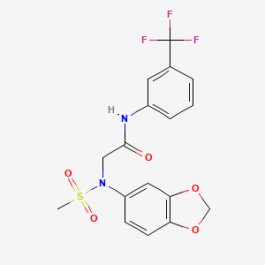 molecular formula C17H15F3N2O5S B3516729 2-[1,3-benzodioxol-5-yl(methylsulfonyl)amino]-N-[3-(trifluoromethyl)phenyl]acetamide 