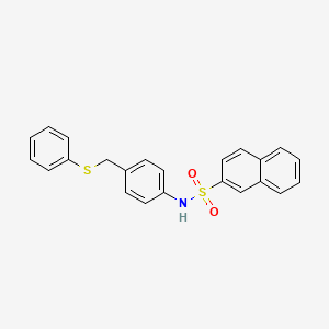 molecular formula C23H19NO2S2 B3516765 N-{4-[(phenylthio)methyl]phenyl}-2-naphthalenesulfonamide 