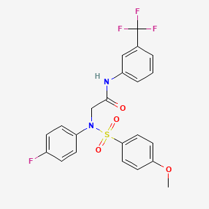 molecular formula C22H18F4N2O4S B3516769 2-[N-(4-fluorophenyl)-4-methoxybenzenesulfonamido]-N-[3-(trifluoromethyl)phenyl]acetamide 