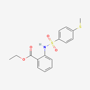 molecular formula C16H17NO4S2 B3516783 ethyl 2-({[4-(methylthio)phenyl]sulfonyl}amino)benzoate 