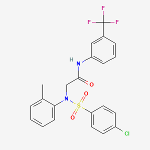 molecular formula C22H18ClF3N2O3S B3516793 N~2~-[(4-chlorophenyl)sulfonyl]-N~2~-(2-methylphenyl)-N~1~-[3-(trifluoromethyl)phenyl]glycinamide 