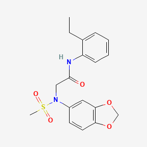 molecular formula C18H20N2O5S B3516798 N~2~-1,3-benzodioxol-5-yl-N~1~-(2-ethylphenyl)-N~2~-(methylsulfonyl)glycinamide 