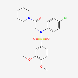 molecular formula C21H25ClN2O5S B3516806 N-(4-chlorophenyl)-3,4-dimethoxy-N-[2-oxo-2-(1-piperidinyl)ethyl]benzenesulfonamide 