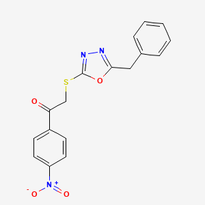 molecular formula C17H13N3O4S B3516864 2-[(5-BENZYL-1,3,4-OXADIAZOL-2-YL)SULFANYL]-1-(4-NITROPHENYL)ETHAN-1-ONE 