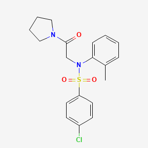 molecular formula C19H21ClN2O3S B3516913 4-chloro-N-(2-methylphenyl)-N-[2-oxo-2-(1-pyrrolidinyl)ethyl]benzenesulfonamide 