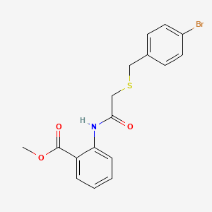 molecular formula C17H16BrNO3S B3516914 methyl 2-({[(4-bromobenzyl)thio]acetyl}amino)benzoate 