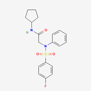 molecular formula C19H21FN2O3S B3516938 N~1~-cyclopentyl-N~2~-[(4-fluorophenyl)sulfonyl]-N~2~-phenylglycinamide 