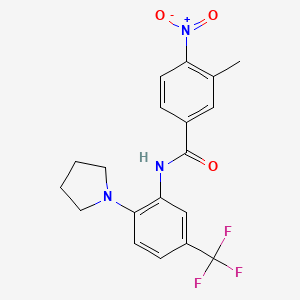 molecular formula C19H18F3N3O3 B3517024 3-methyl-4-nitro-N-[2-(pyrrolidin-1-yl)-5-(trifluoromethyl)phenyl]benzamide 