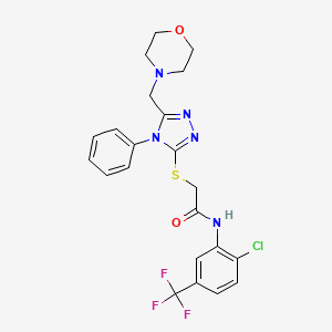 molecular formula C22H21ClF3N5O2S B3517035 N-[2-chloro-5-(trifluoromethyl)phenyl]-2-{[5-(4-morpholinylmethyl)-4-phenyl-4H-1,2,4-triazol-3-yl]thio}acetamide 