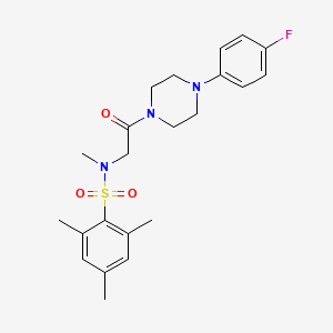 molecular formula C22H28FN3O3S B3517042 N-{2-[4-(4-fluorophenyl)piperazin-1-yl]-2-oxoethyl}-N,2,4,6-tetramethylbenzenesulfonamide 